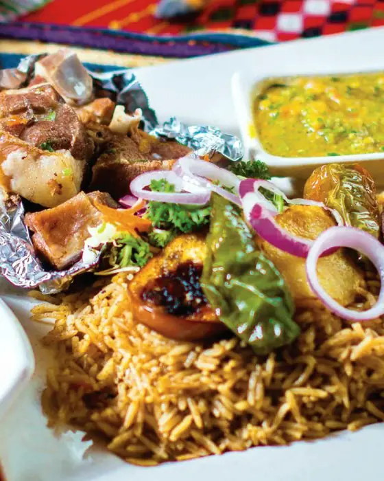 Maklobah rice cooked with aubergine and potato at Wadi Hana Elarabi, Johor Bahru